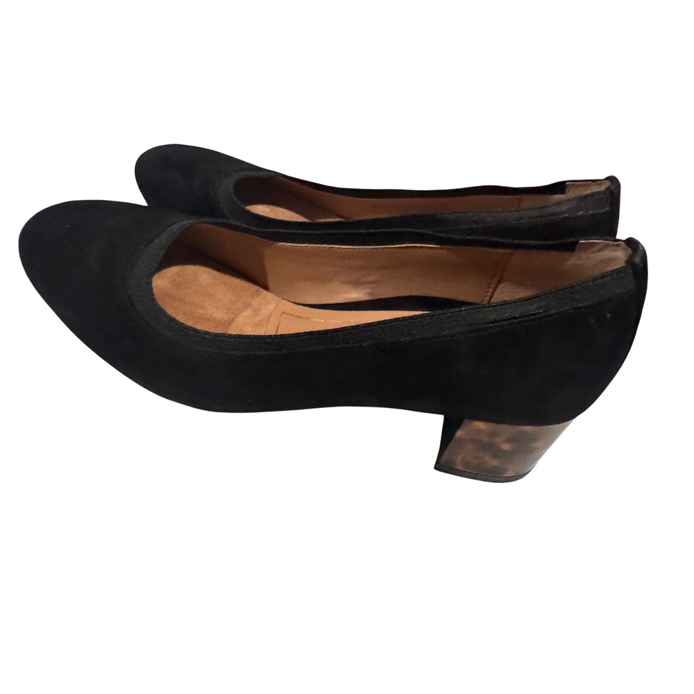 Vionic Natalie Black Suede Block Heel Pumps Tortoiseshell Heel Women 6 Orthotic